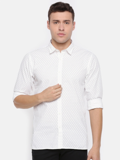 

Pepe Jeans Men White Slim Fit Printed Casual Shirt