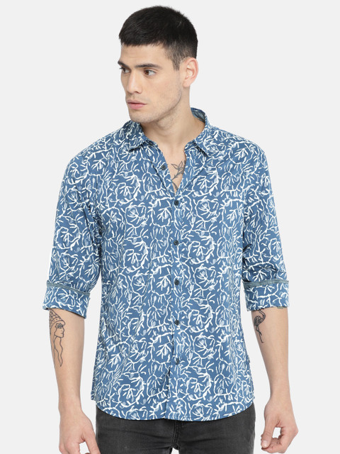 

Pepe Jeans Men Blue Slim Fit Printed Casual Shirt