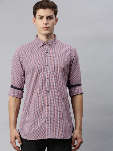 

Blackberrys Men Red & Navy Blue Slim Fit Checked Casual Shirt