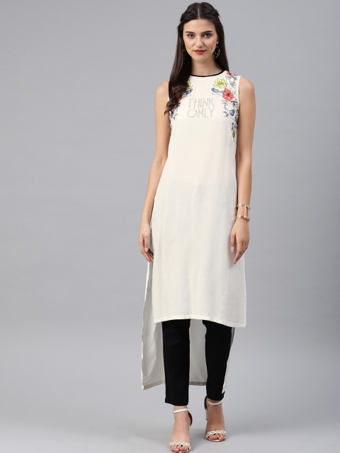 

W Women Off-White Solid Straight Kurta