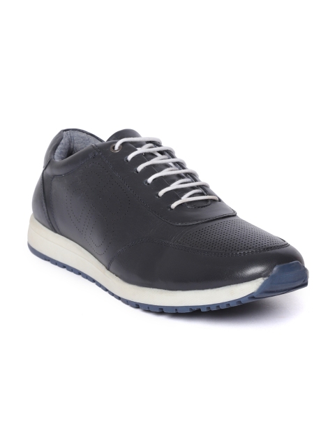 

Blackberrys Men Navy Leather Perforated Sneakers, Navy blue
