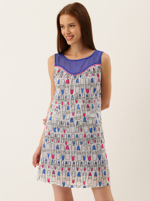 

Shibori Women Grey & Pink Printed A-Line Dress