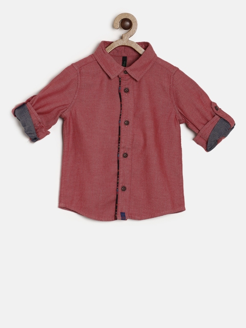 

United Colors of Benetton Boys Red Regular Fit Solid Casual Shirt