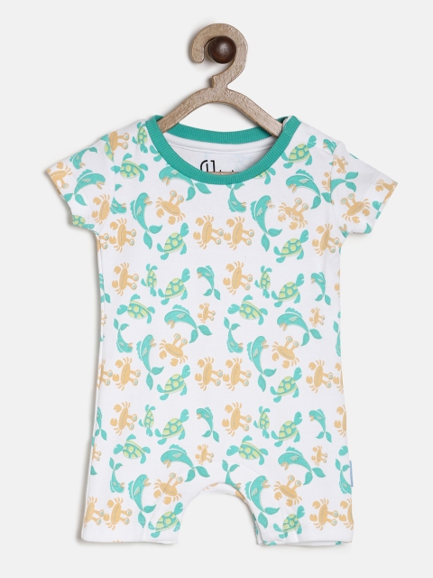 

Gini and Jony Boys White Printed Bodysuit