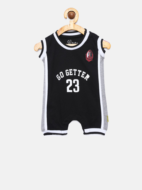 

Gini and Jony Boys Black Printed Romper