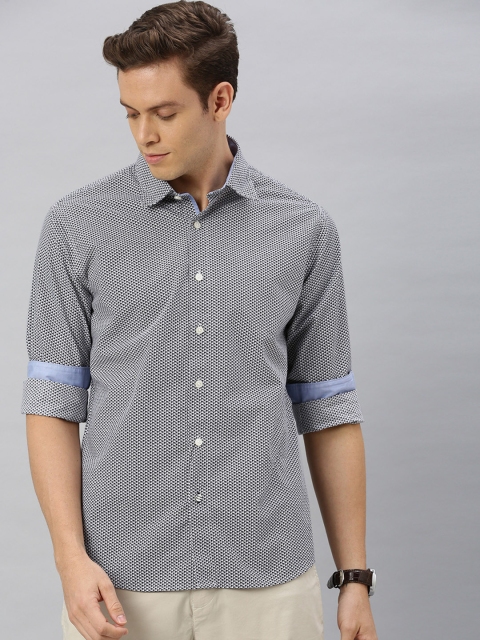 

Nautica Men White & Black Slim Fit Printed Casual Shirt