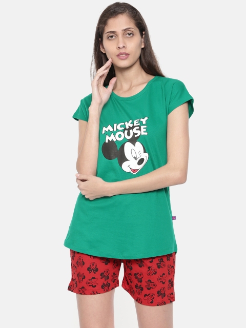 

July Nightwear Green & Red Printed Lounge Set C-50