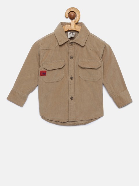 

Little Kangaroos Boys Brown Regular Fit Solid Casual Shirt