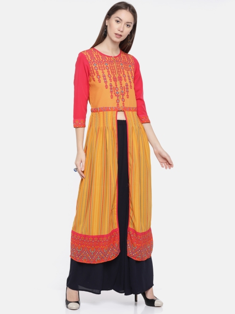 

Fusion Beats Women Orange Printed A-Line Kurta