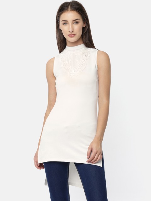 

Jealous 21 Women White Solid Longline Top