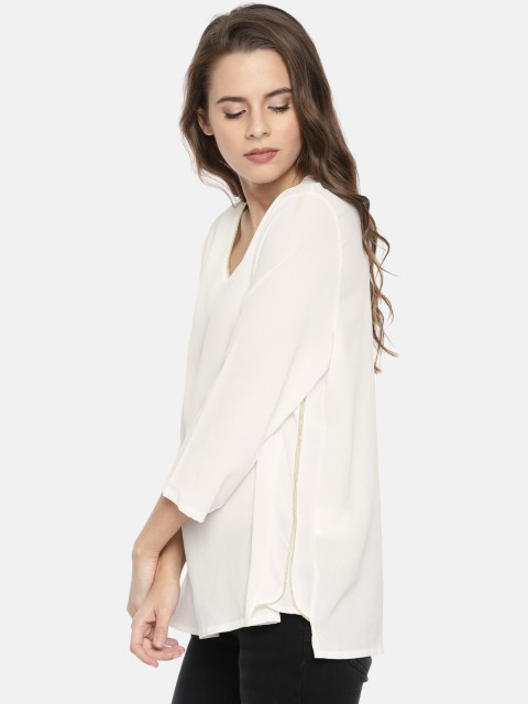 

Jealous 21 Women Off-White Solid High-Low Top