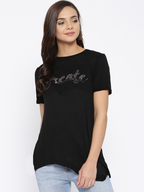 

Lee Women Black Solid Slim Fit Top