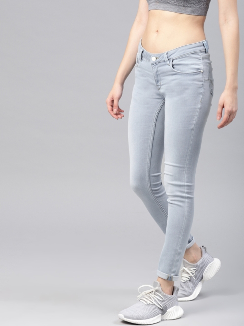 

HRX by Hrithik Roshan Women Blue Skinny Fit Mid-Rise Clean Look Stretchable Jeans