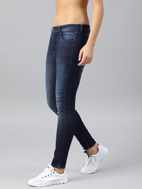 

HRX by Hrithik Roshan Women Blue Skinny Fit Mid-Rise Clean Look Stretchable Jeans