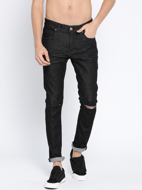 

Roadster Men Black Regular Fit Mid-Rise Slash Knee Jeans