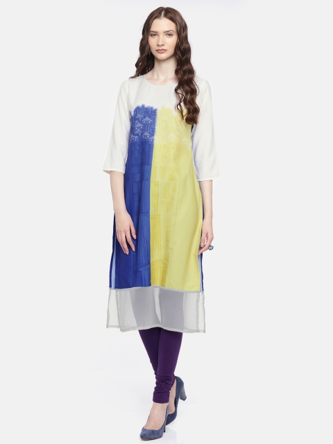 

Span Women Multicoloured Colourblocked Straight Kurta, Multi