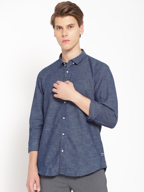 

Blackberrys Men Blue Slim Fit Self Design Casual Shirt