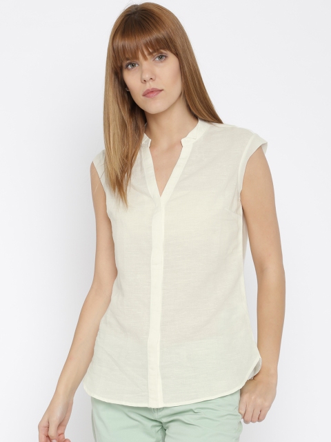 

United Colors of Benetton Women White Linen Casual Shirt
