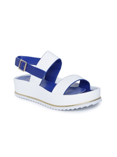 

Lavie Women White & Blue Solid Sandals
