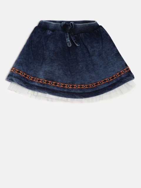 

Gini and Jony Girls Solid Blue Pure Cotton Skirts