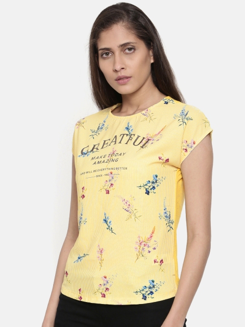 

OPt Women Yellow Printed Top