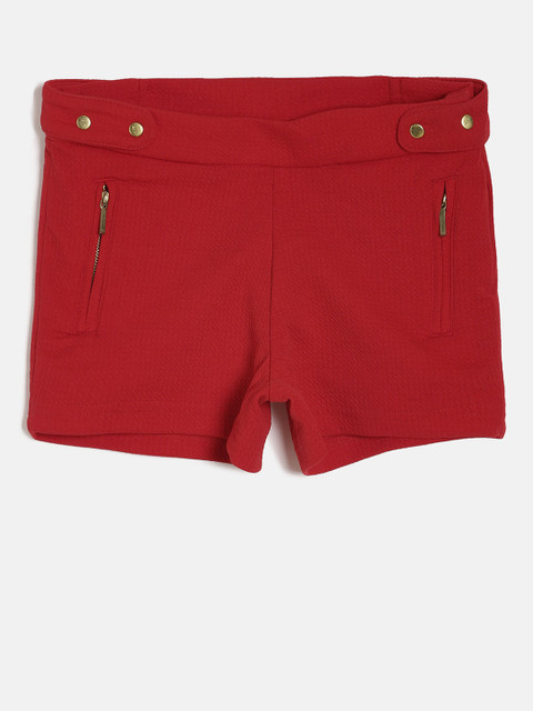 

Gini and Jony Girls Red Solid Regular Fit Shorts