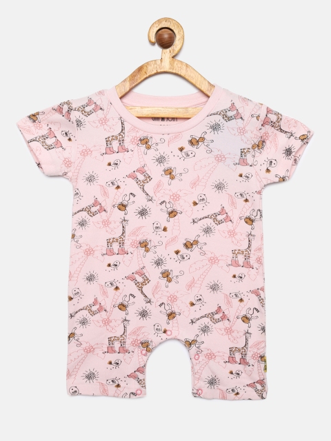 

Gini and Jony Girls Pink Printed Romper