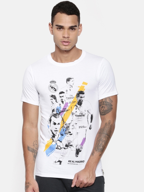 

Real Madrid Men White Printed Round Neck T-shirt