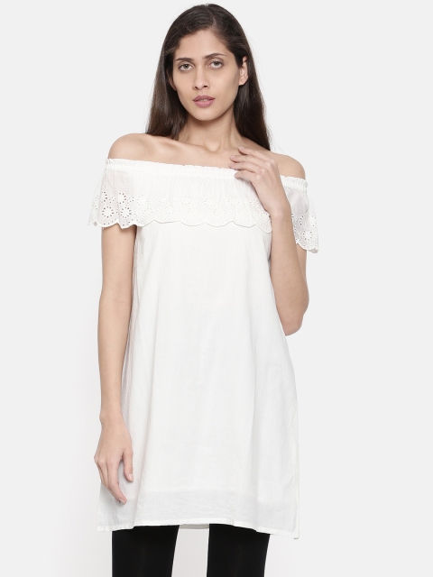 

People Off-White Solid Tunic