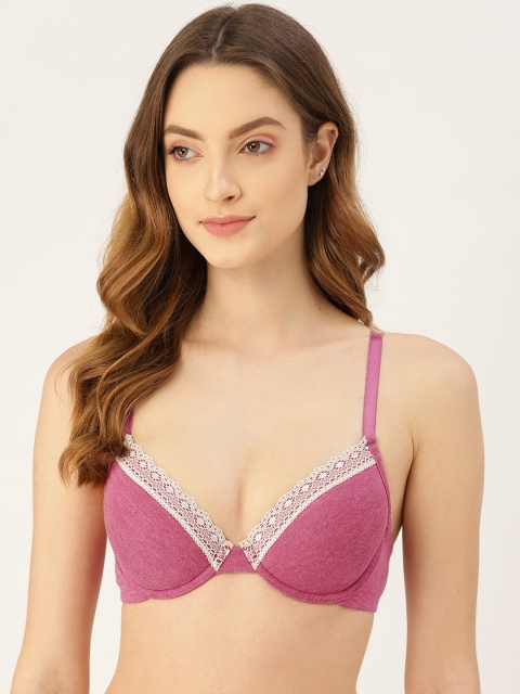 

Bwitch Purple & White Push-Up Bra Underwired Lightly Padded