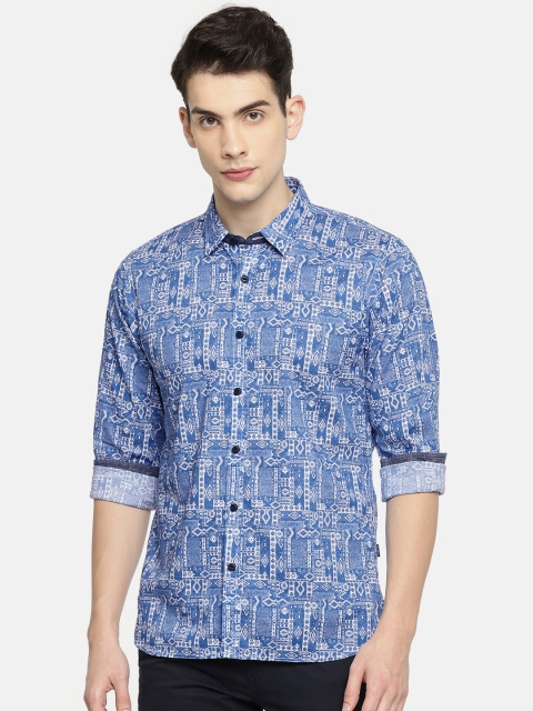 

Pepe Jeans Men Blue Slim Fit Printed Casual Shirt
