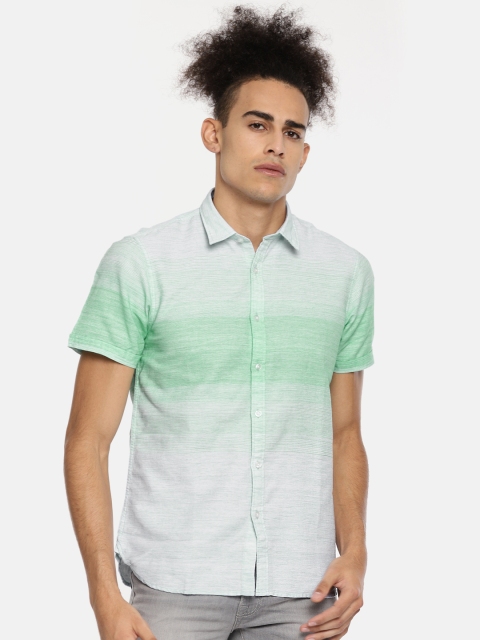 

Pepe Jeans Men Blue & Green Slim Fit Dyed Casual Shirt