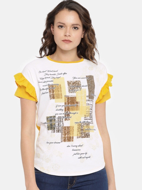 

OPt Women Off-White Printed Top