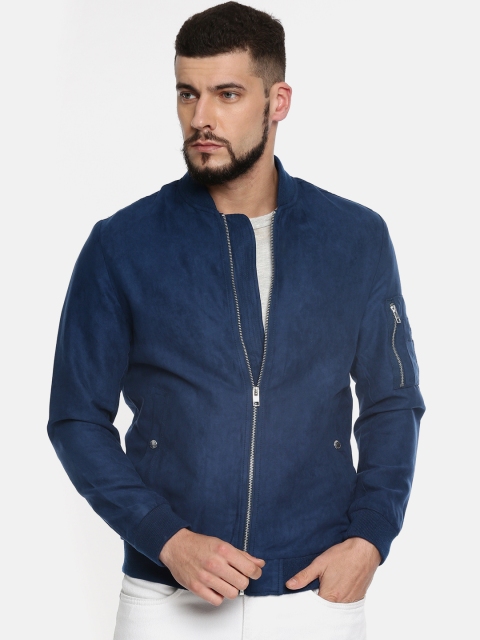 

Jack & Jones Men Blue Solid Bomber
