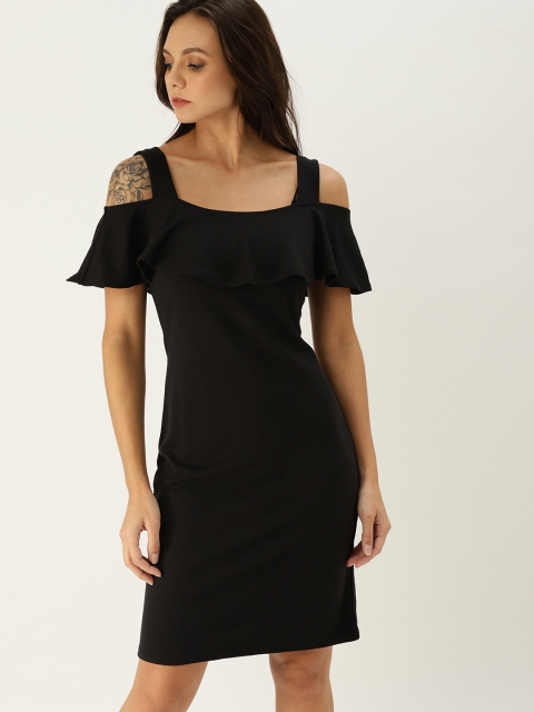 

United Colors of Benetton Women Black Solid A-Line Dress