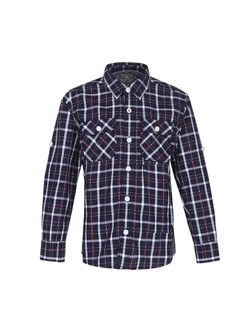 

Allen Solly Junior Boys Navy Blue Regular Fit Checked Casual Shirt