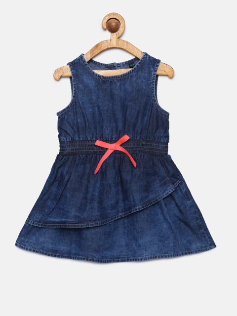 

United Colors of Benetton Girls Blue Solid A-Line Dress