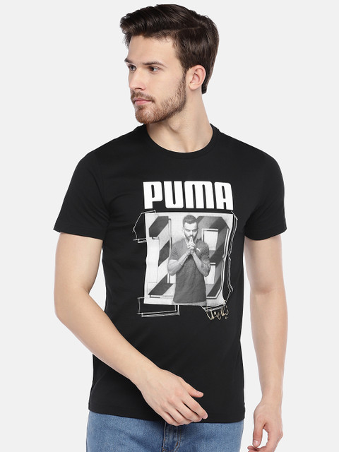 

Puma Men Black Printed Round Neck T-Shirt