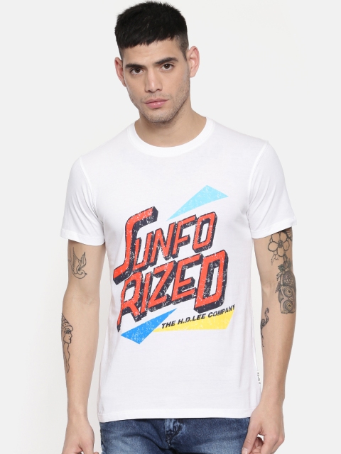 

Lee Men White Printed Round Neck T-shirt