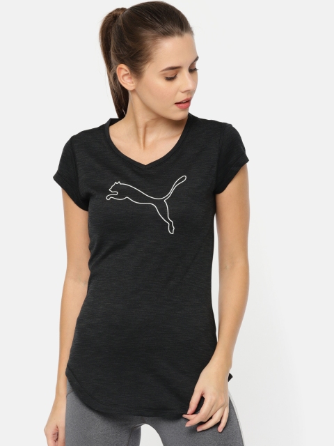 

Puma Women Black 51718401 Heather Dry-Cell Technology Solid T-Shirt