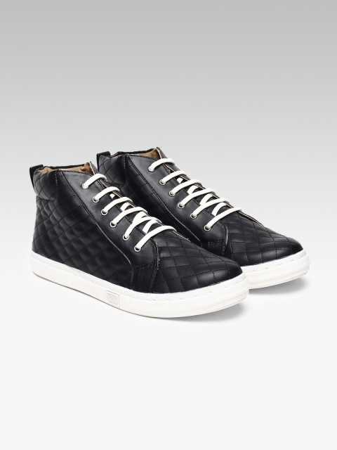 

Carlton London Women Black Textured Mid-Top Sneakers