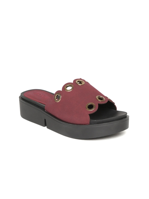 

Jove Women Maroon Solid Flatforms