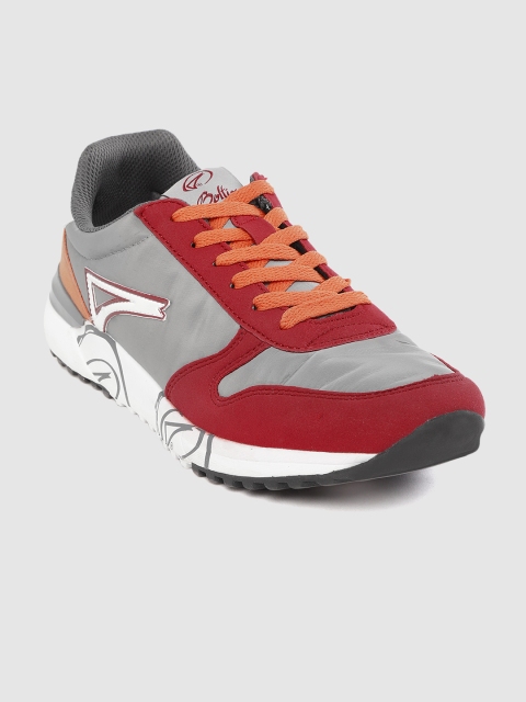 

Boltio Men Grey & Red Colourblocked Sneakers