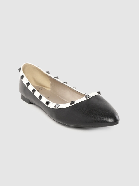 

Carlton London Women Black & White Studded Detail Ballerinas
