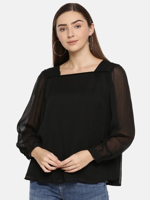 

Vero Moda Women Black Solid Boxy Top
