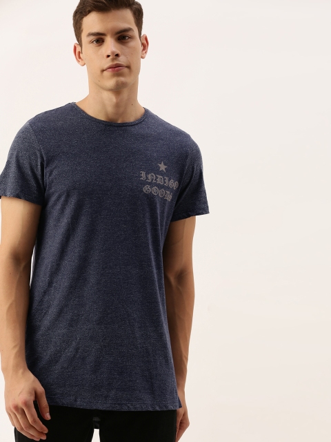 

Splash Men Navy Blue Solid Round Neck T-shirt