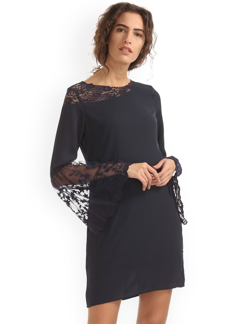 

Elle Women Navy Blue Solid Sheath Dress