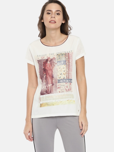 

Elle Women Off-White Printed Top