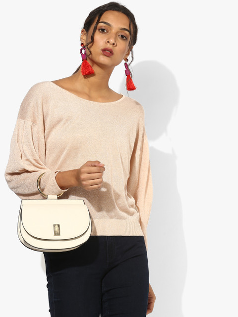 

Pink Solid Sweater, Peach