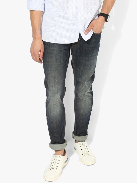 

Navy Blue Washed Slim Fit Jeans